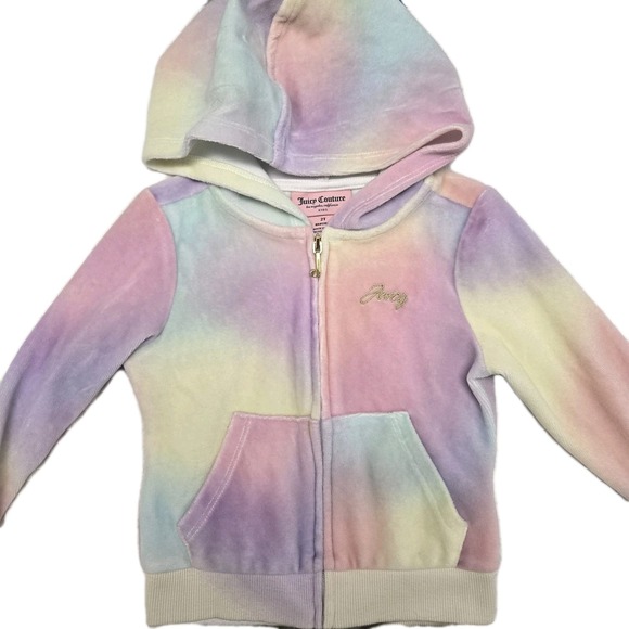 Juicy Couture 2T Velour Hoodie and Pants Set Tie Dye - Picture 3 of 14